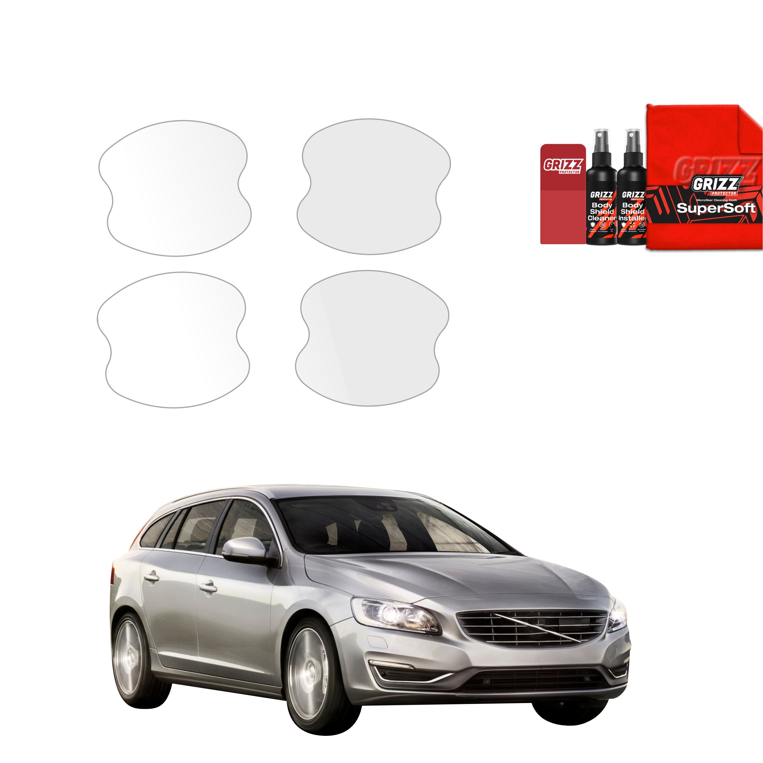 volvo v60 cigarette lighter fuse 4-in-1 Protective Film for Door Handle Recesses