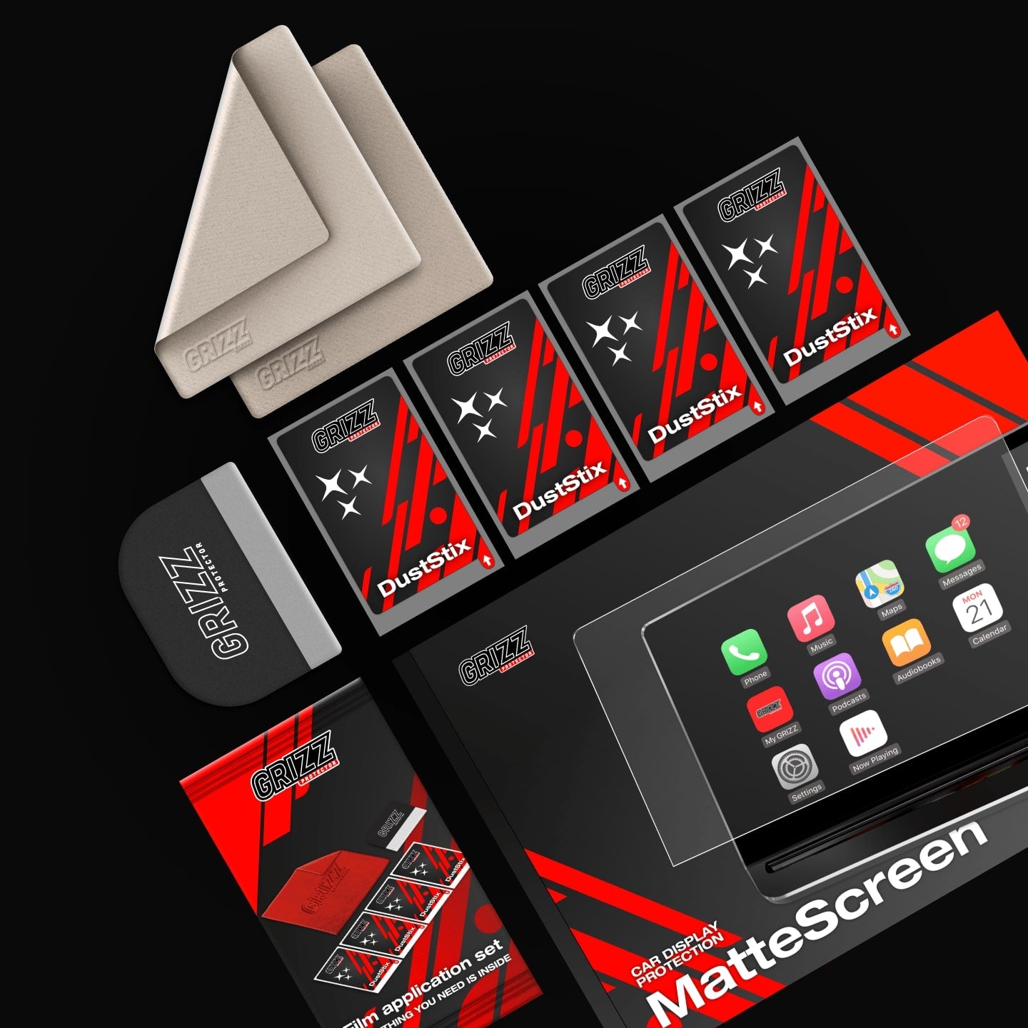 GrizzProtector Matt Anti-Fingerprint Displayschutzfolie für BYD Atto 3 15,6", inkl. Tücher, DustStix & Rakel.