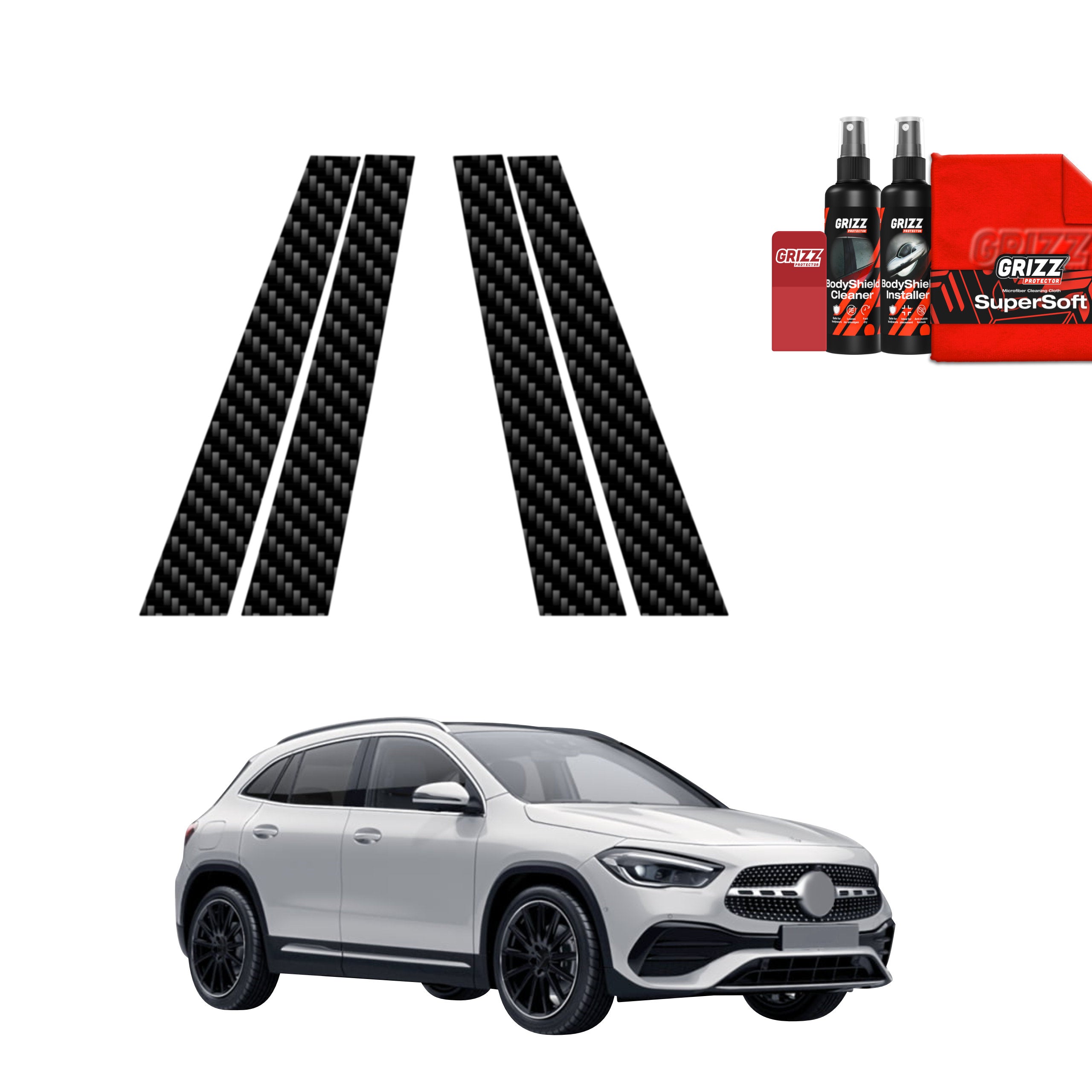 4in1 Carbon Protective Film for B-C-Support - Mercedes GLA 200 (2020-2 ...