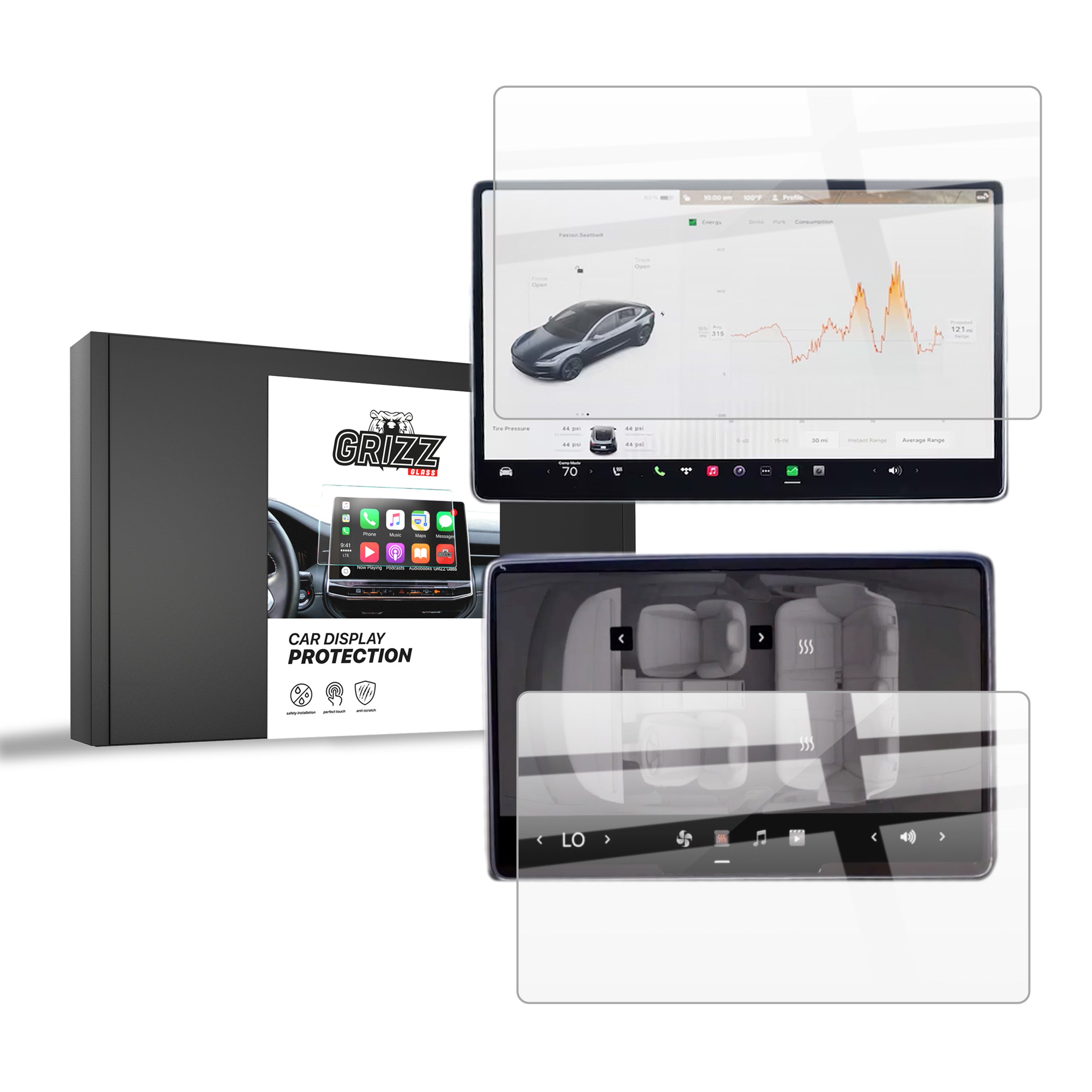 VIHIMAI Tesla Displayschutzfolie Set - 9H Gehärtet Für Model 3/Y