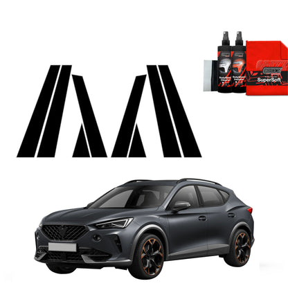 GrizzProtector 8in1 schwarze Schutzfolie für B-C-Säule am Cupra Formentor (2020-2024) auf weißem Hintergrund.