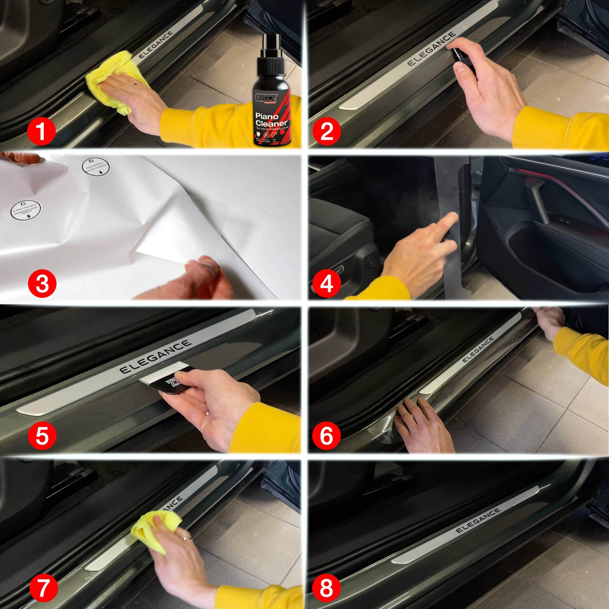 Step-by-step guide to applying GrizzProtector 10in1 Schutzfolie on A-B-C-Säle of Hyundai Santa Fe 2023-2025.