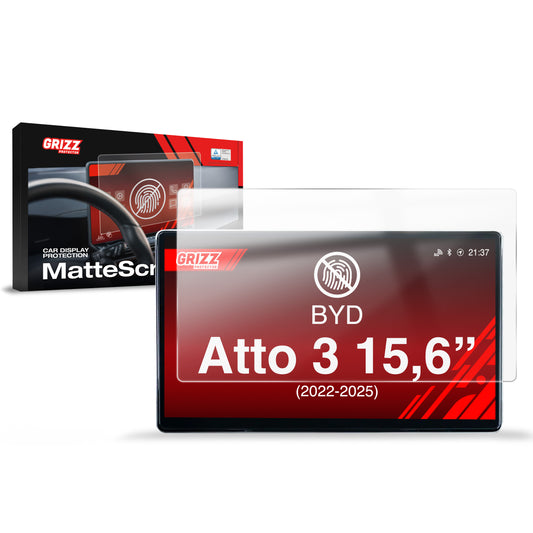 GrizzProtector Matt Displayschutzfolie für BYD Atto 3 15,6" (2022-2025), Anti-Fingerprint, inkl. Verpackung.