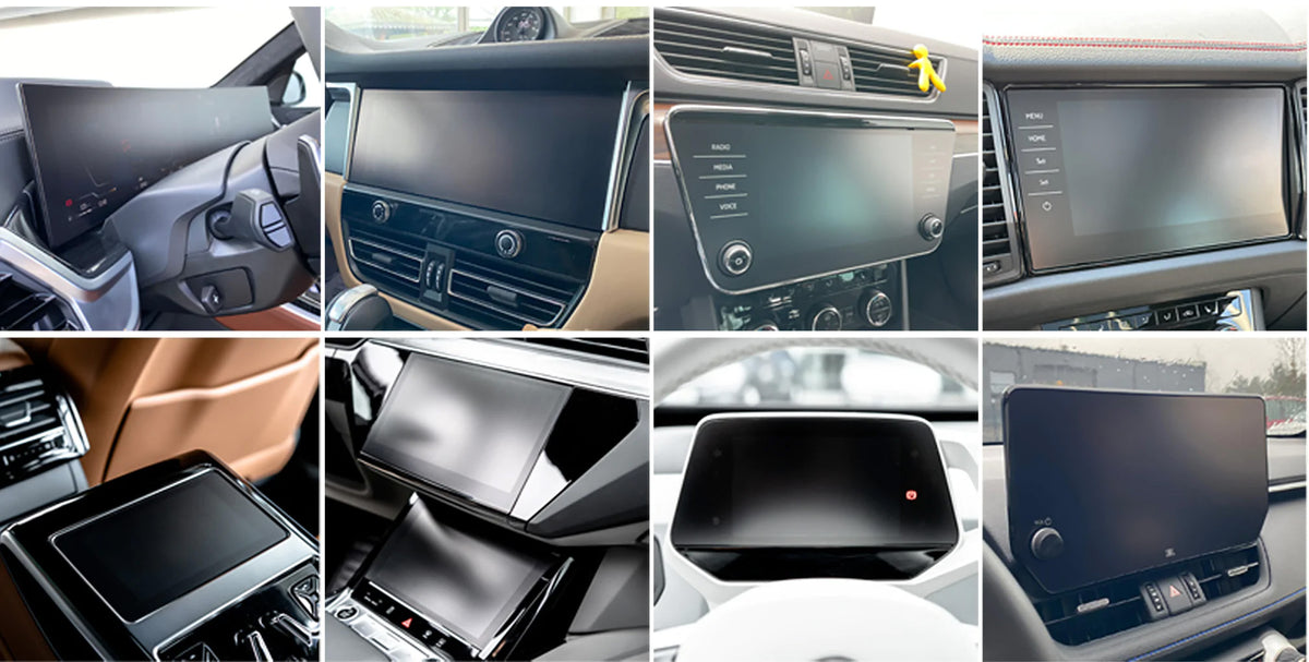 Anti-fingerprint screen protector for car touchscreen - examples